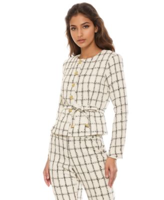 Women's Arjun Plaid Long Sleeve Scoop Neck Sweater Jacket