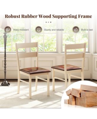 Wooden dining chair with rubber wood frame padded seat for kitchen