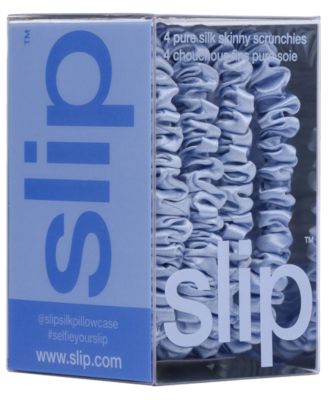 4-Pc. Cornflower Pure Silk Skinny Scrunchies