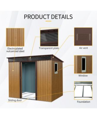 Mondawe 8ftx6ft Outdoor Metal Storage Shed with Window,Transparent plate and lockable sliding door