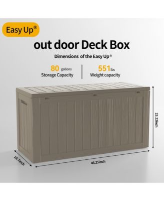 80 Gal. Waterproof Outdoor Resin Storage Deck Box with Lockable Lid