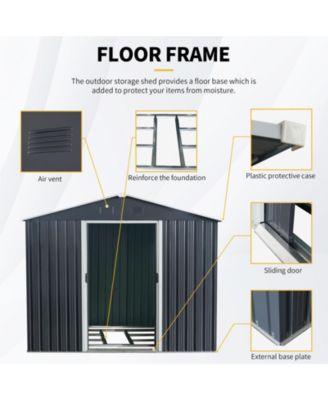 Mondawe 8ft x 10ft Outdoor Metal Storage Shed with meatl foundation and Sliding Door