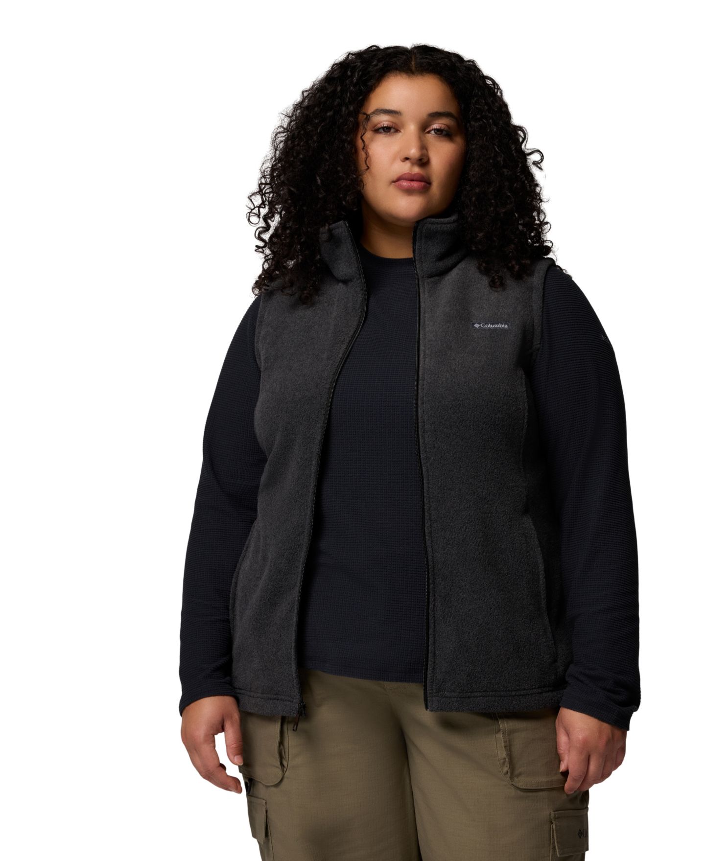 Женский жилет Columbia Plus Size Benton Springs Fleece Vest, цвет: Угольный меланжевый — фото 3
