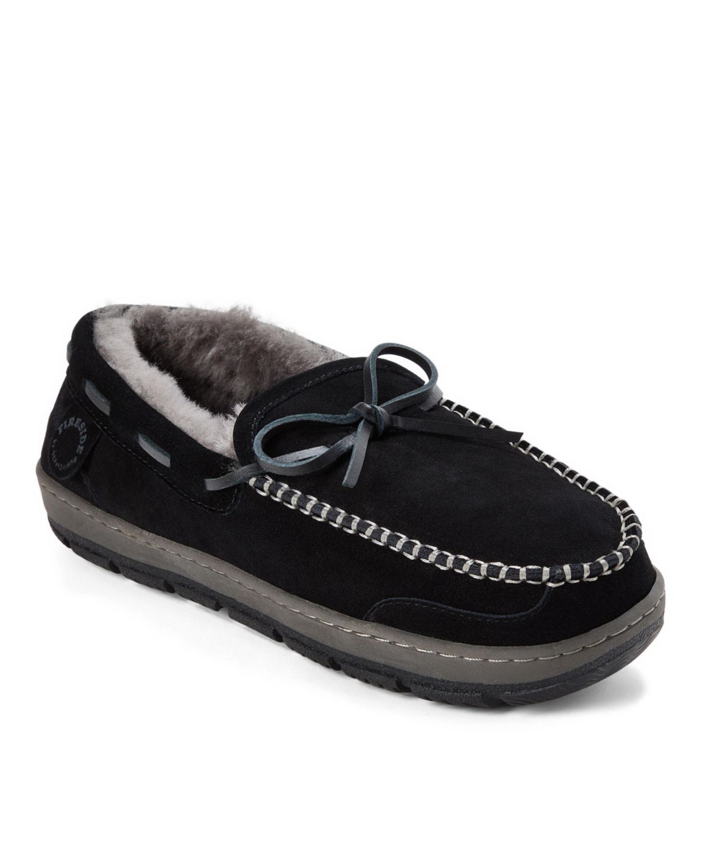 Мужские мокасины Dearfoams Forster Genuine Shearling Moccasin, цвет: Чёрный — фото 1