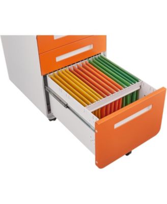 3-Drawer Mobile File Cabinet with Lock, Under Desk Metal Filing Cabinet for Home Office, Orange