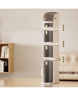 4-Tier Narrow Bathroom Storage Cabinet, Slim Rolling Organizer with Drawers & Wheels, White