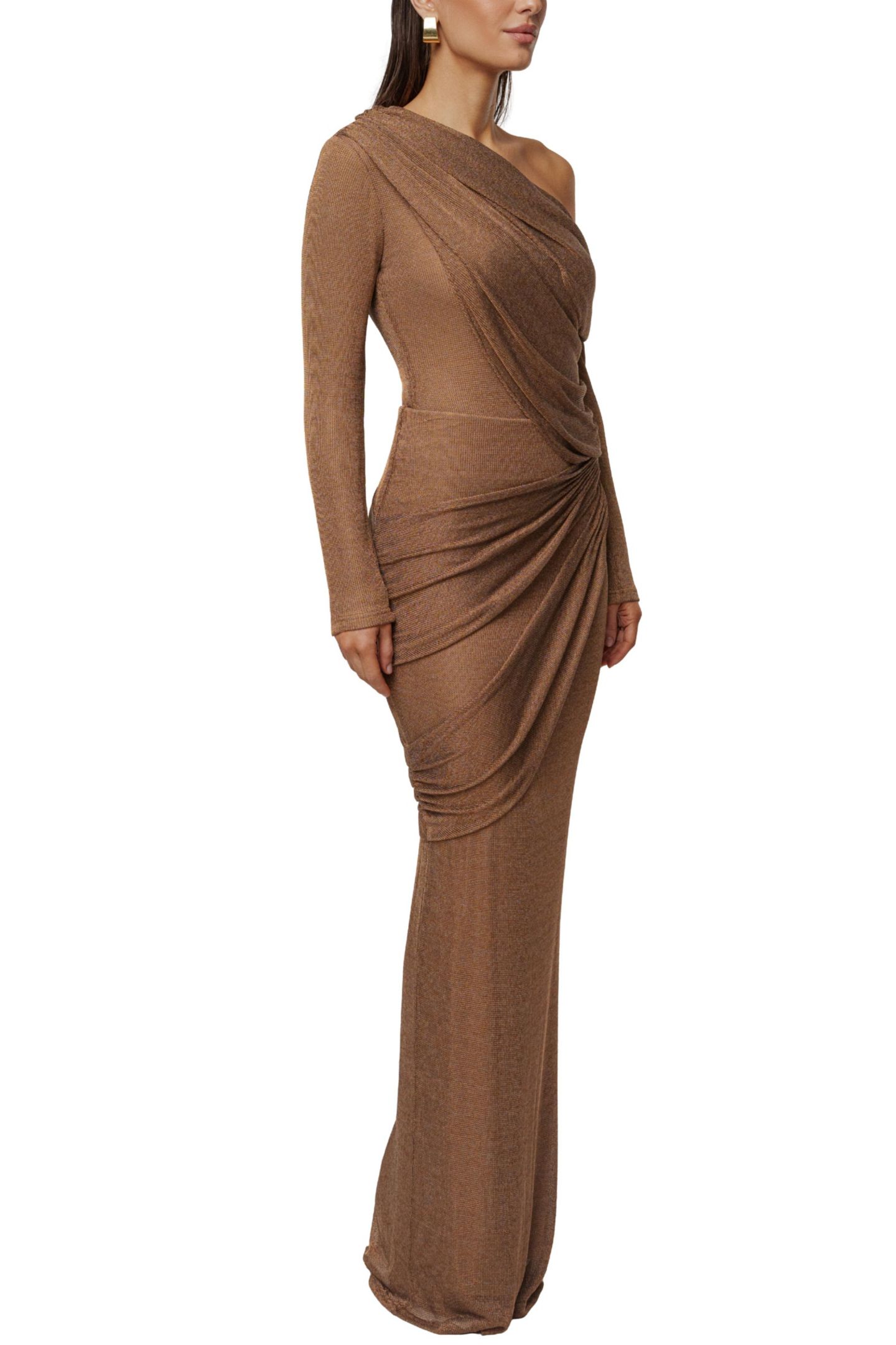 Женская юбка JLUXLABEL Opulent Metallic Maxi, цвет: Коричневый — фото 4