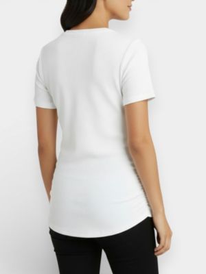 Women's Women's Crew Neck Side-Ruched Maternity Short Sleeve Top - Motherhood Maternity