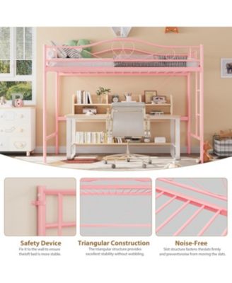 Loft Bed Twin Size with Removable Ladder & Full Safety Guardrail, Twin Loft Bed Heavy-Duty Metal Frame 400 Lbs Weight Capacity, No Box