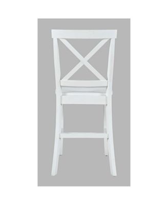 Eastern Tides Coastal Wire-Brushed Wood X-Back Counter Barstool (Set of 2)