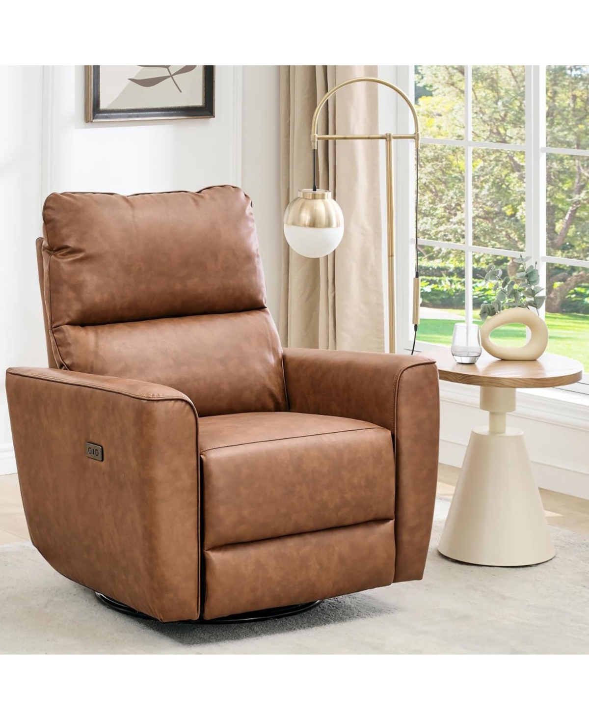 gaomon Power Recliner Chair Swivel Rocking Glider Pu Leather Upholstered Nursery
