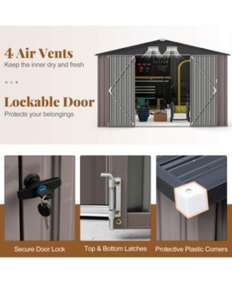 10 x 14 FT Outdoor Storage Shed with Improved Windproof Metal Structure 4 Vents