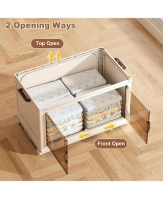 4-Tier Stackable Plastic Storage Boxes with Lid, Modular Storage Organizer