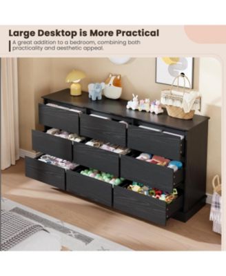9-Drawer Dresser for Bedroom, Large Double Chest of Drawers with Deep Storage & Wide Top