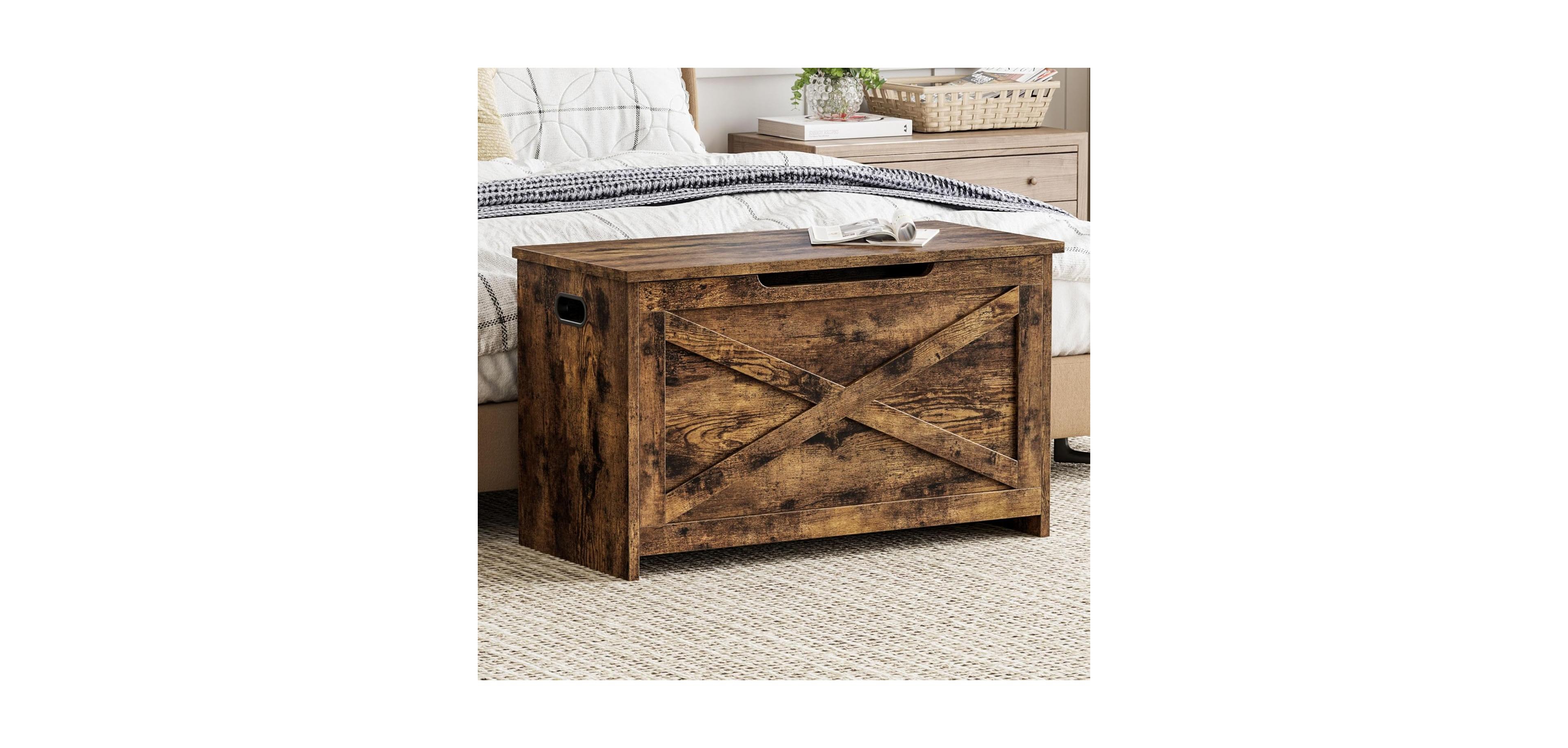 gaomon 30 in Storage Chest, Wooden Storage Bench with Safety Hinge, Easy Assembly, Large Shoe Bench for Entryway, Living Room, Bedroom