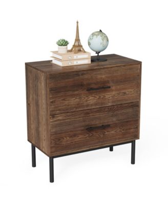 31.5" Solid Wood Vertical File Cabinet with 2 Drawers, Farmhouse Tall Filing Cabinet for Home Office, Adjustable Removable Hanging Bars