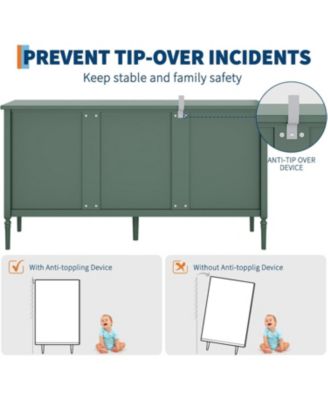 59" Large Sideboard Cabinet, Modern Credenza Buffet with Adjustable Shelves for Kitchen & Living Room, Green