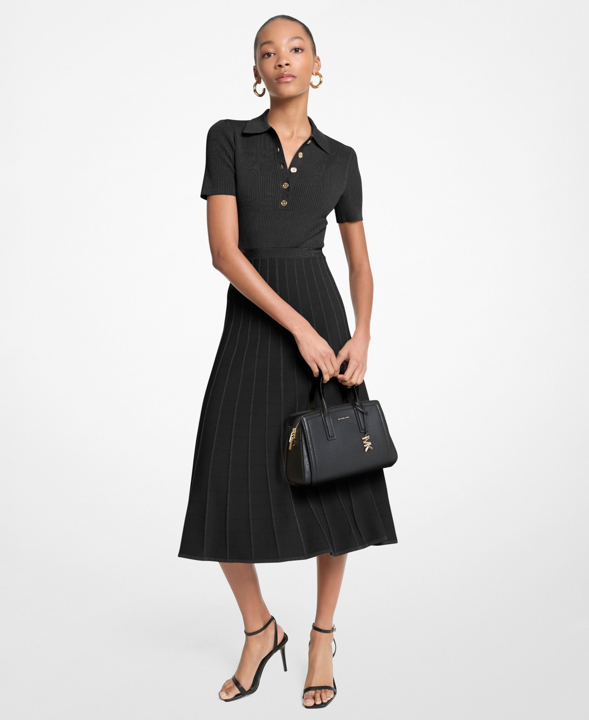 Michael Kors Women's Polo Collar Short-Sleeve Midi Dress