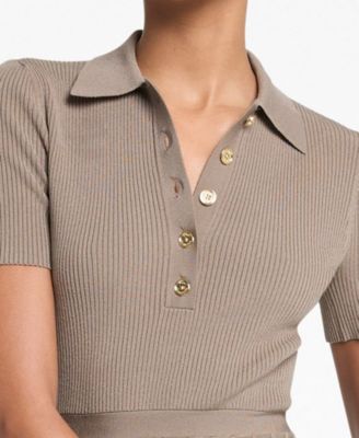 Michael Kors Women's Polo Collar Short-Sleeve Midi Dress