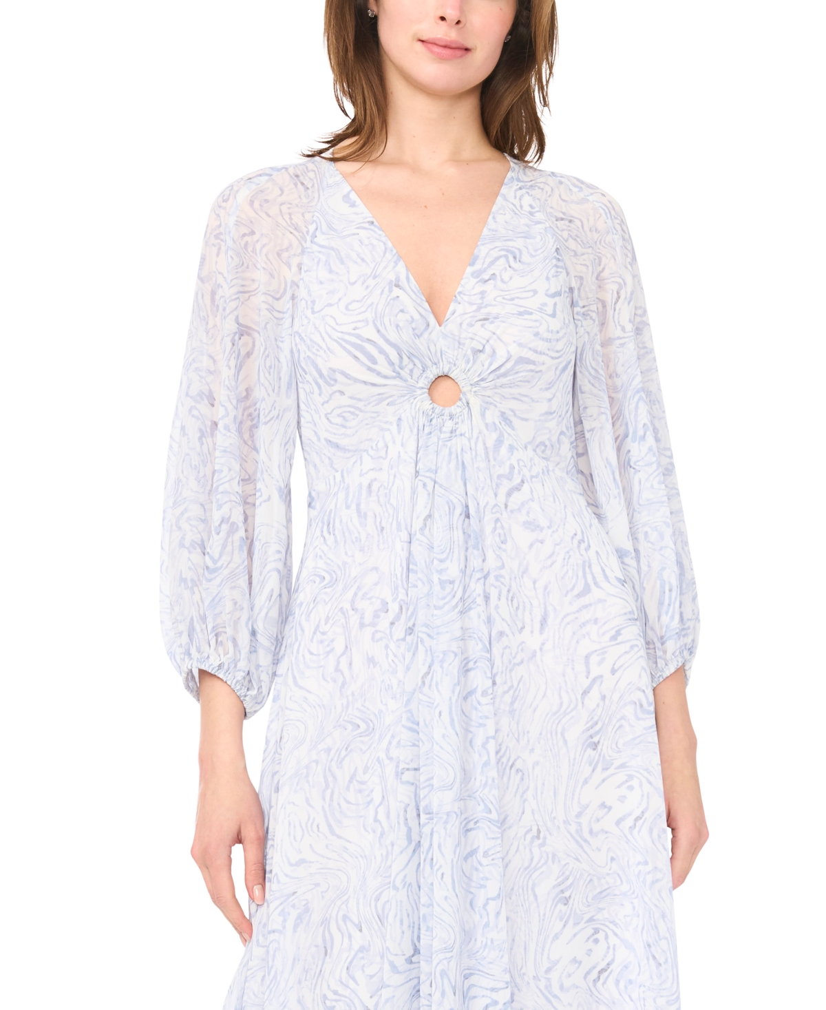 Parker Women's Balloon-Sleeve Twist-Front Maxi Dress