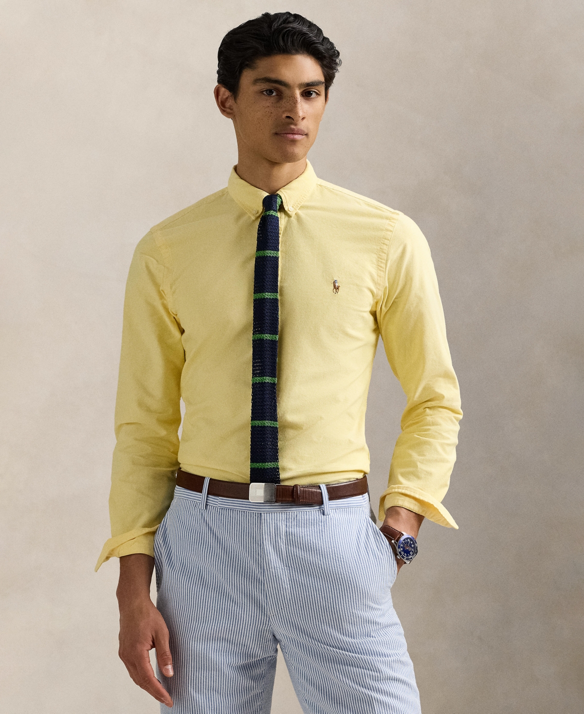 Polo Ralph Lauren Men's Long-Sleeve Oxford Shirt - Yellow