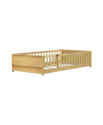 Twin Size Floor Bed with Book Rack and Door