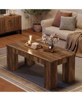 Rectangle Coffee Table for Living Room, 47-Inch Farmhouse Center Cocktail Table with Sturdy Legs