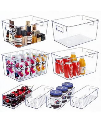 Set of 8 Clear Stackable Storage Bins for Pantry & Kitchen Organization