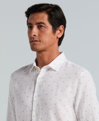 Men's Untuck Geo Dot Print Spread Collar Long-Sleeve Shirt