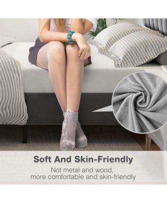 Size Bed Frame with Headboard, Velvet Upholstered Platform Bed Frame with Adjustable Headboard and Wooden Slats Support, Dark Grey