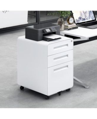 3-Drawer Mobile File Cabinet with Lock, Under Desk Metal Filing Cabinet for Home Office