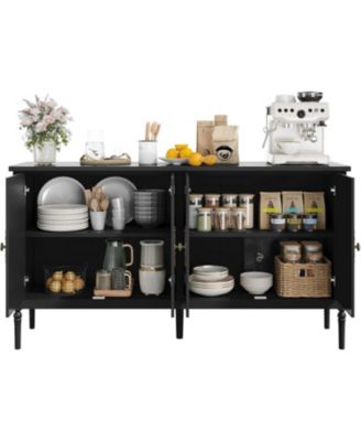 59" Buffet Cabinet with Storage, Wide Wood Console Table for Kitchen, Dining Room & Entryway, Black