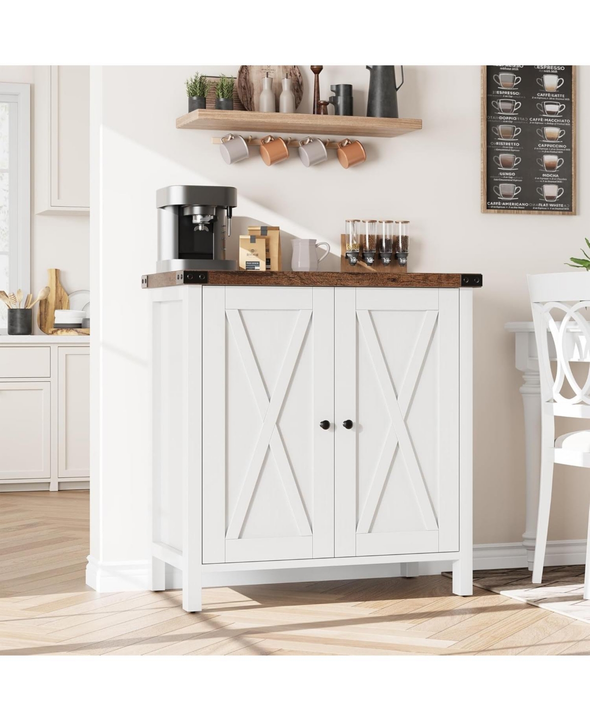 gaomon Farmhouse Sideboard Buffet Cabinet with 2 Doors and Adjustable Shelves, Small Accent Storage Cabinet