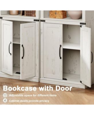 Farmhouse Bookcase with Doors, 5-Tier 70" Tall Bookshelf with Storage Cabinet for Living Room