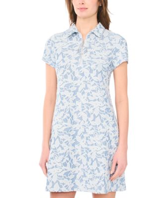 Women's Cap-Sleeve Collared Swing Dress