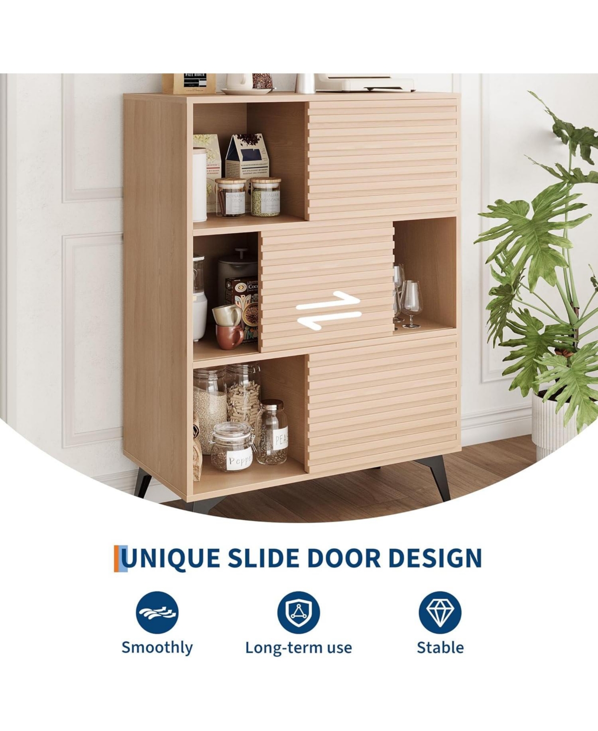 gaomon Modern 3-Tier Accent Cabinet with Doors