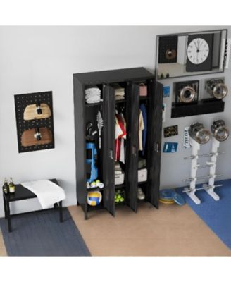 72" Tall 3-Door Metal Office Storage Cabinet with Hooks and Shelves, Steel Locker Cabinet for Office or Gym