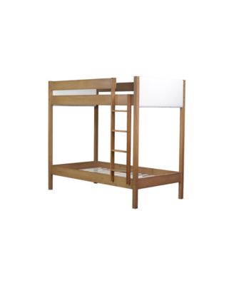 Upholstered Twin-over-Twin Bunk Bed with Ladder and Safety Rails