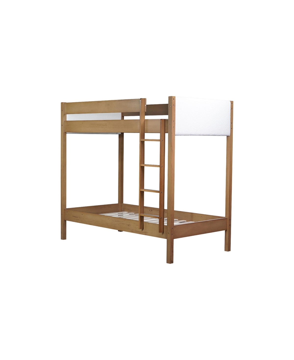 Streamdale Furniture Upholstered Twin-over-Twin Bunk Bed with Ladder and Safety Rails