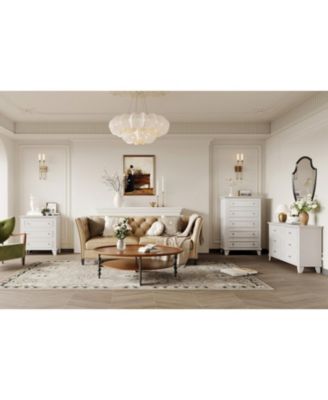 Dresser for Bedroom, 48" Tall 5-Drawer Chest of Drawers, Vintage Wooden Storage Dresser for Closet, Living Room, or Hallway