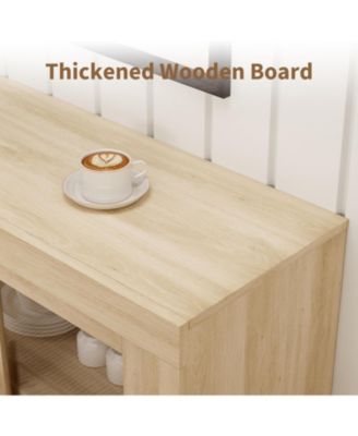 70.8" Sideboard Buffet Cabinet with 4 Glass Doors, Farmhouse Modern Accent Storage Cabinet, Beige