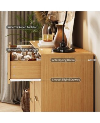 Fluted 8-Drawer Dresser for Bedroom, 55" Wide Modern Wooden Chest of Drawers