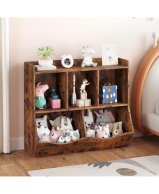 Kids Bookshelf and Toy Storage Bookcase, Multi-Shelf Cubby Organizer for Playroom and Classroom