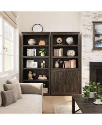 Farmhouse Bookcase with Doors, 5-Tier 70" Tall Bookshelf with Storage Cabinet for Living Room