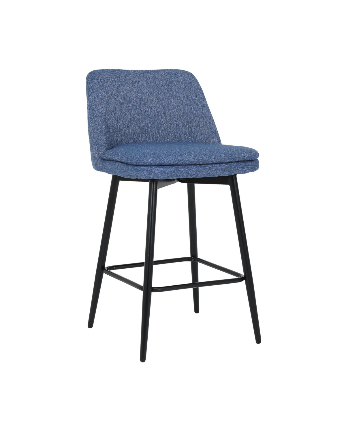 Streamdale Furniture Blue Linen Counter Height Swivel Barstools (Set of 2), Upholstered with Metal Legs