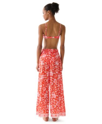 Women's Floral Wide Leg Cover-Up Pants