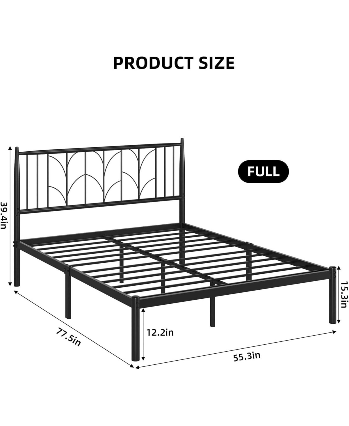gaomon Bed Frame with Headboard, Metal Platform Bed Modern Mattress Foundation with Under Bed Storage, No Box Spring Needed