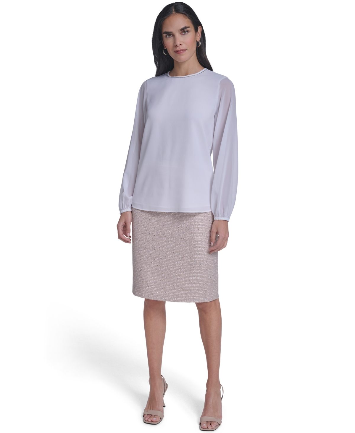 Calvin Klein Women's Mixed Media Novelty Trim Top