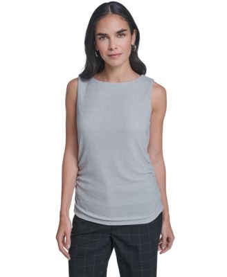 Women's Novelty Boat Neck Ruched Top