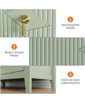 54" Wide Fluted Dresser, 6 Drawer Modern Wood Storage Chest for Bedroom or Entryway